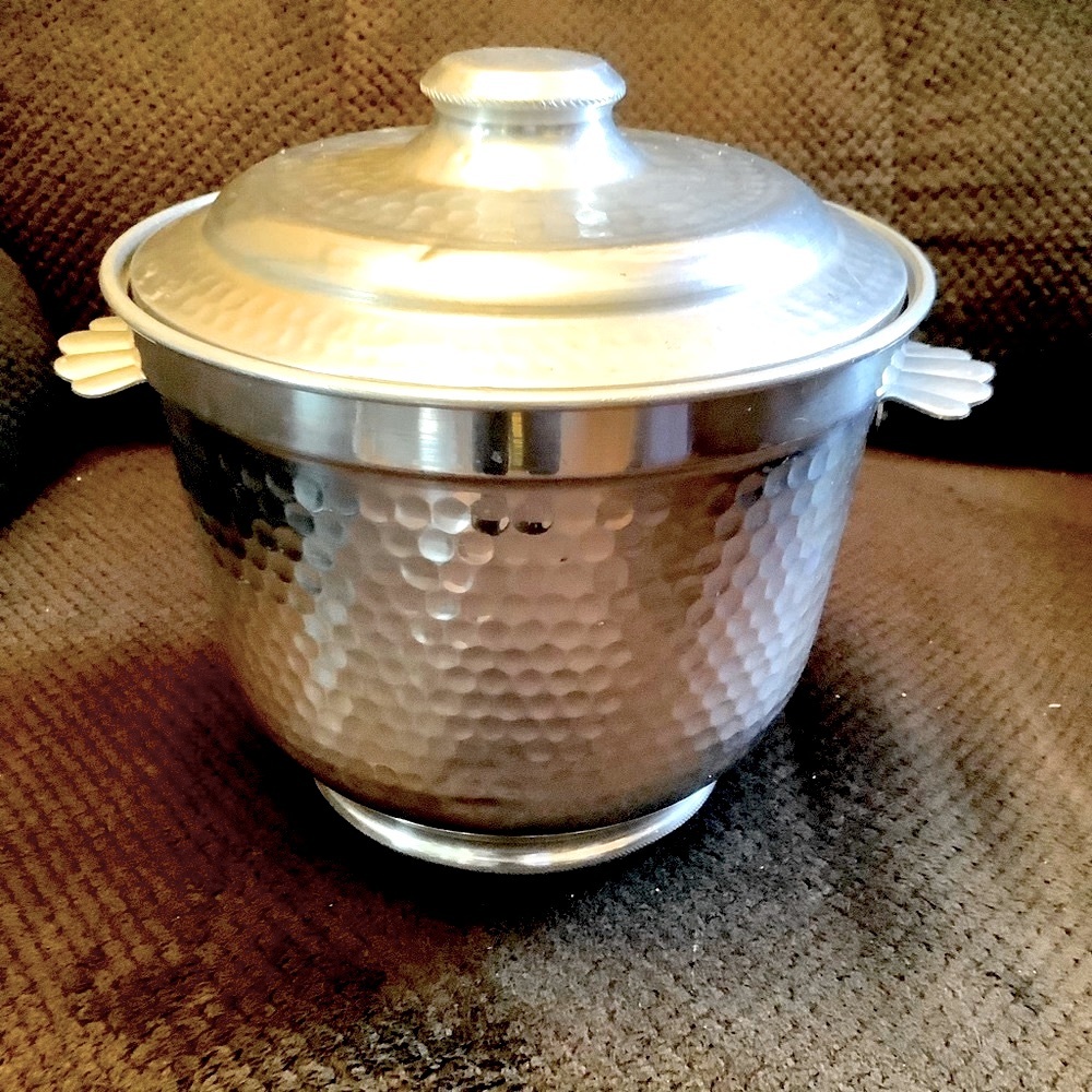 Vintage Italian hammered aluminum ice bucket